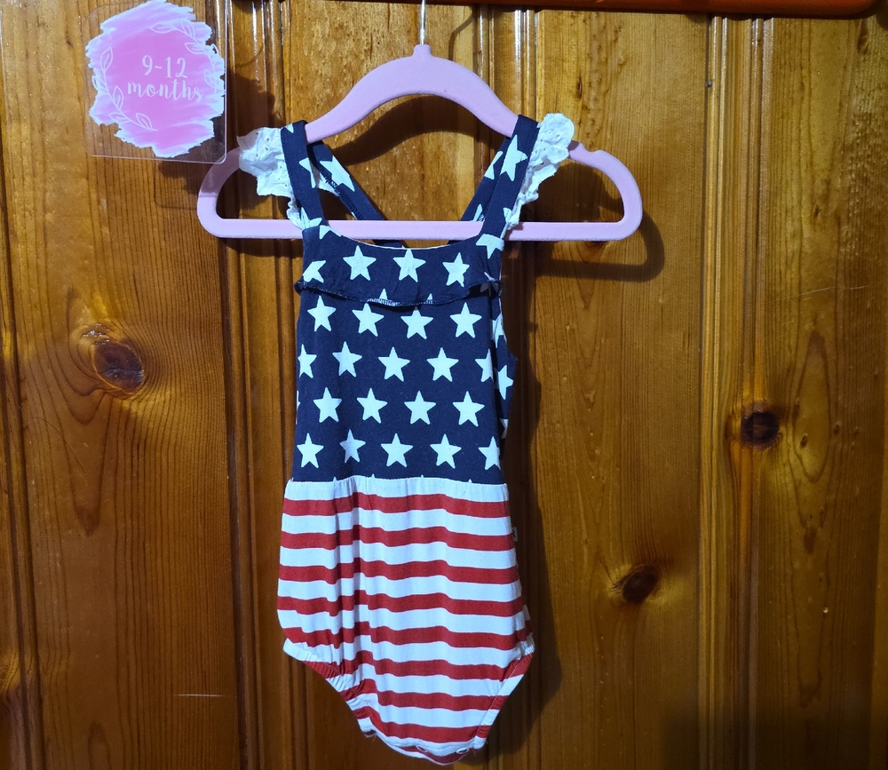 Patriotic Stars and Stripes Baby Romper
